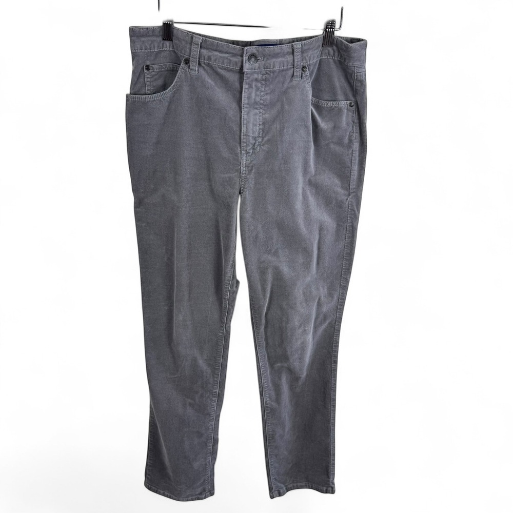 Talbots Womens Grey High Rise Straight Leg Corduroy Pants Size 10 BD2706